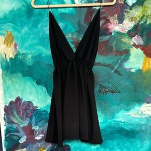 Chic Black Sleeveless Dress Hand-Made